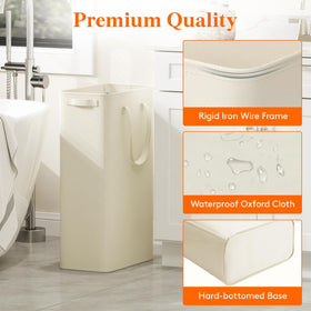 Lifewit 2 Pack Slim Hamper placed between washer and dryer in a laundry room