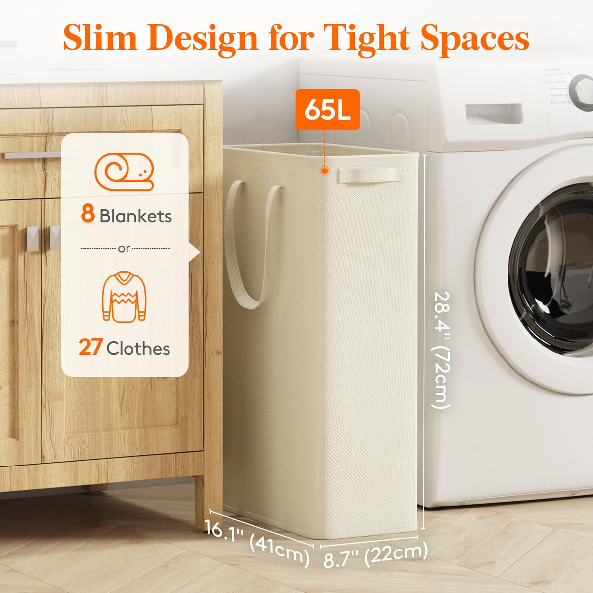 Lifewit 2 Pack Slim Hamper folded flat demonstrates easy storage