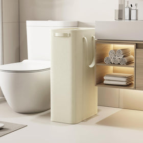 Lifewit 2 Pack Slim Hamper tucked under cabinet for space saving storage