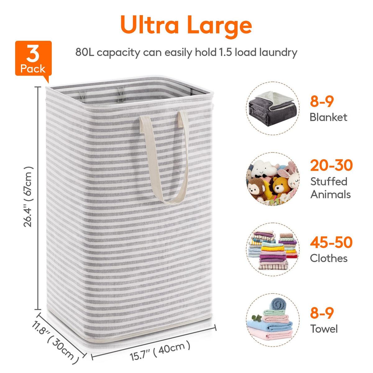 Lifewit basket interior waterproof coating keeps clothes dry