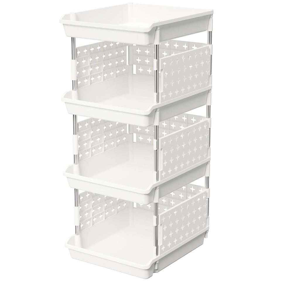 Lifewit four-tier stackable bins, front view, for easy item access