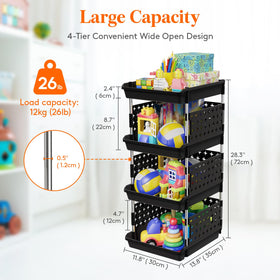 Lifewit 4-tier storage bins assembled for organized space