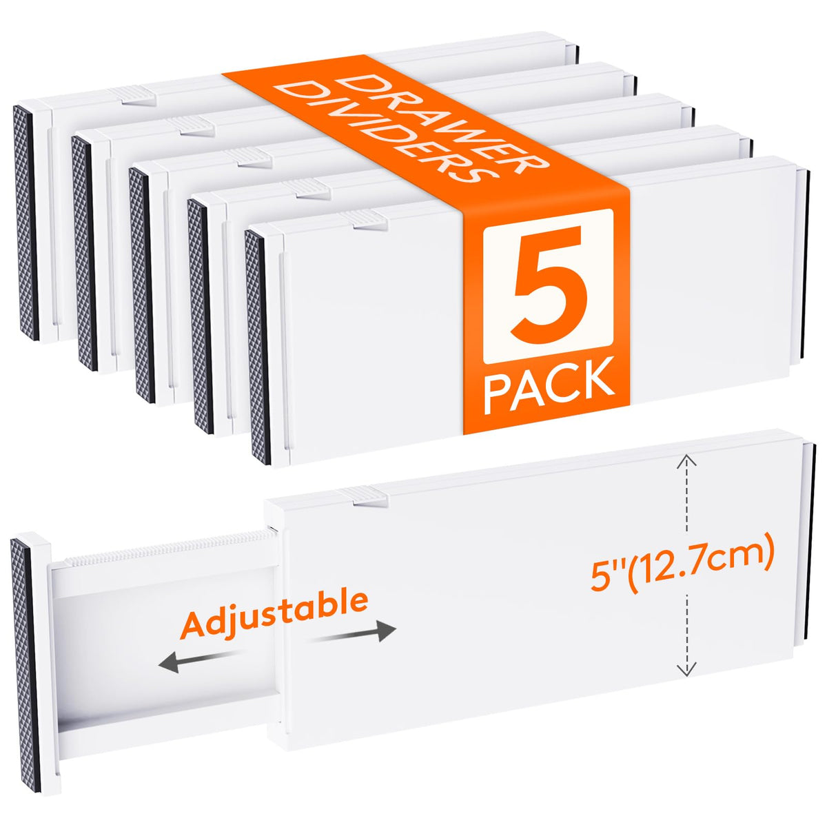 Lifewit 5-pack drawer dividers organize clothes in a dresser for easier access