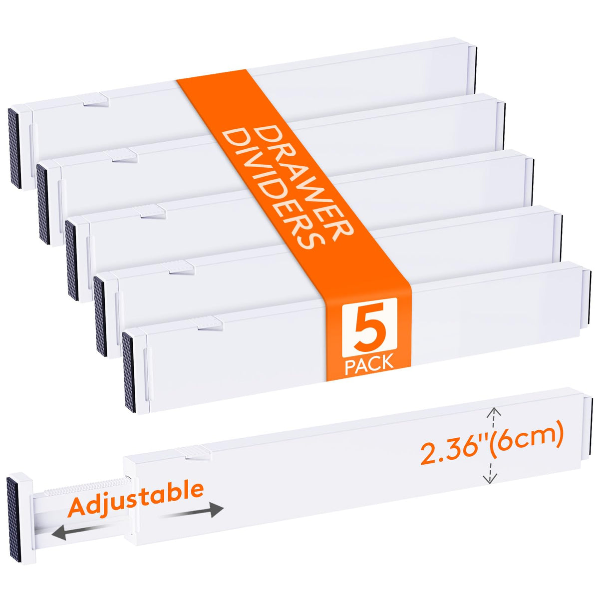 Lifewit 5-pack drawer dividers extended length fit wide drawers.
