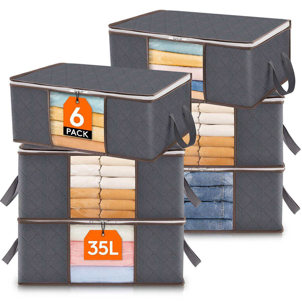 Lifewit 6-pack clothes storage bag foldable design for easy organization