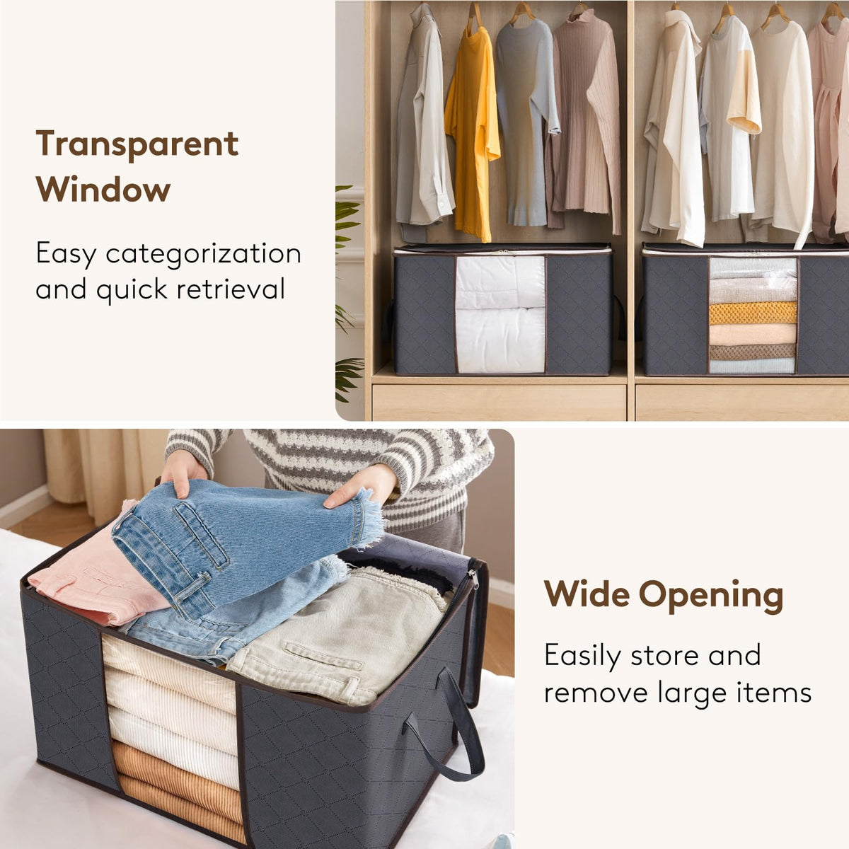 Lifewit 60L capacity demonstrated by folded, space-saving setup.