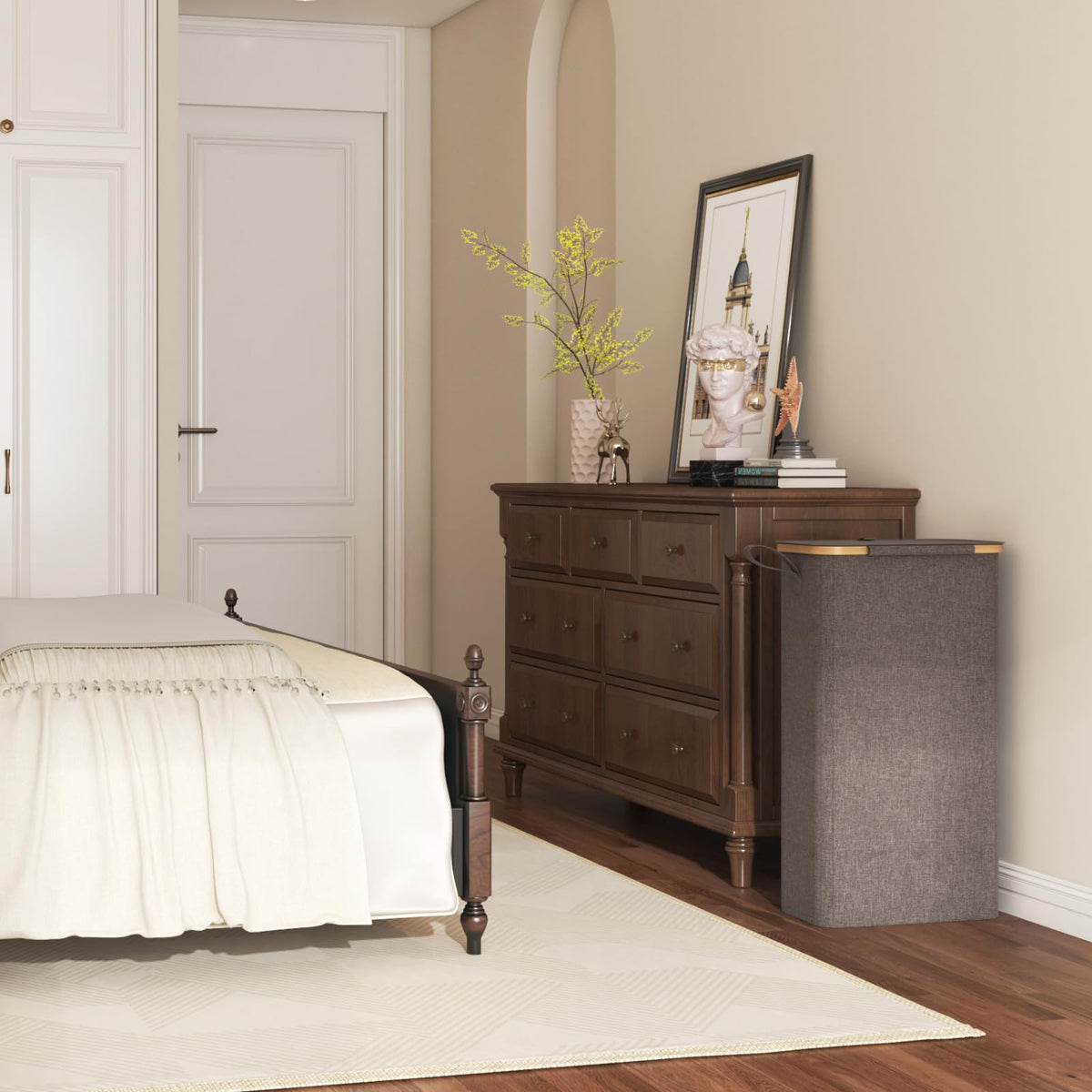 Lifewit lid minimizes odors and keeps laundry area tidy.