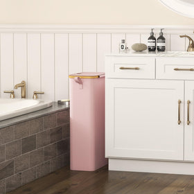 Lifewit pink slim hamper with bamboo handles for easy transport