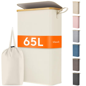 Lifewit 65L slim laundry hamper with lid showcasing space-saving design for small spaces