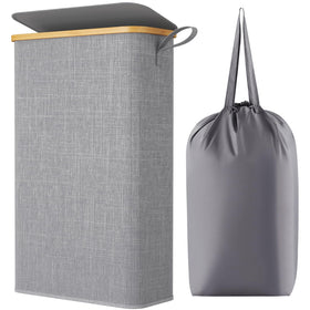 Lifewit 65L slim laundry hamper with lid saves space in small rooms.