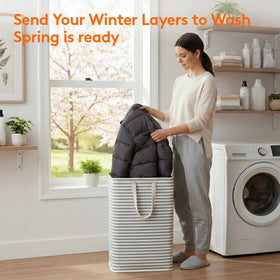 Lifewit 80L capacity basket shown open for large laundry loads.