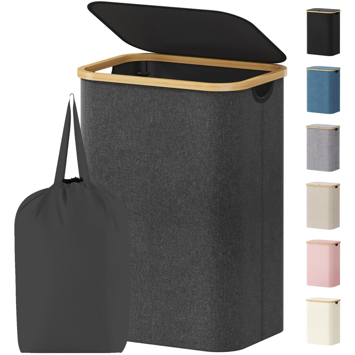 Lifewit 80L laundry basket with lid provides organized storage and odor control.