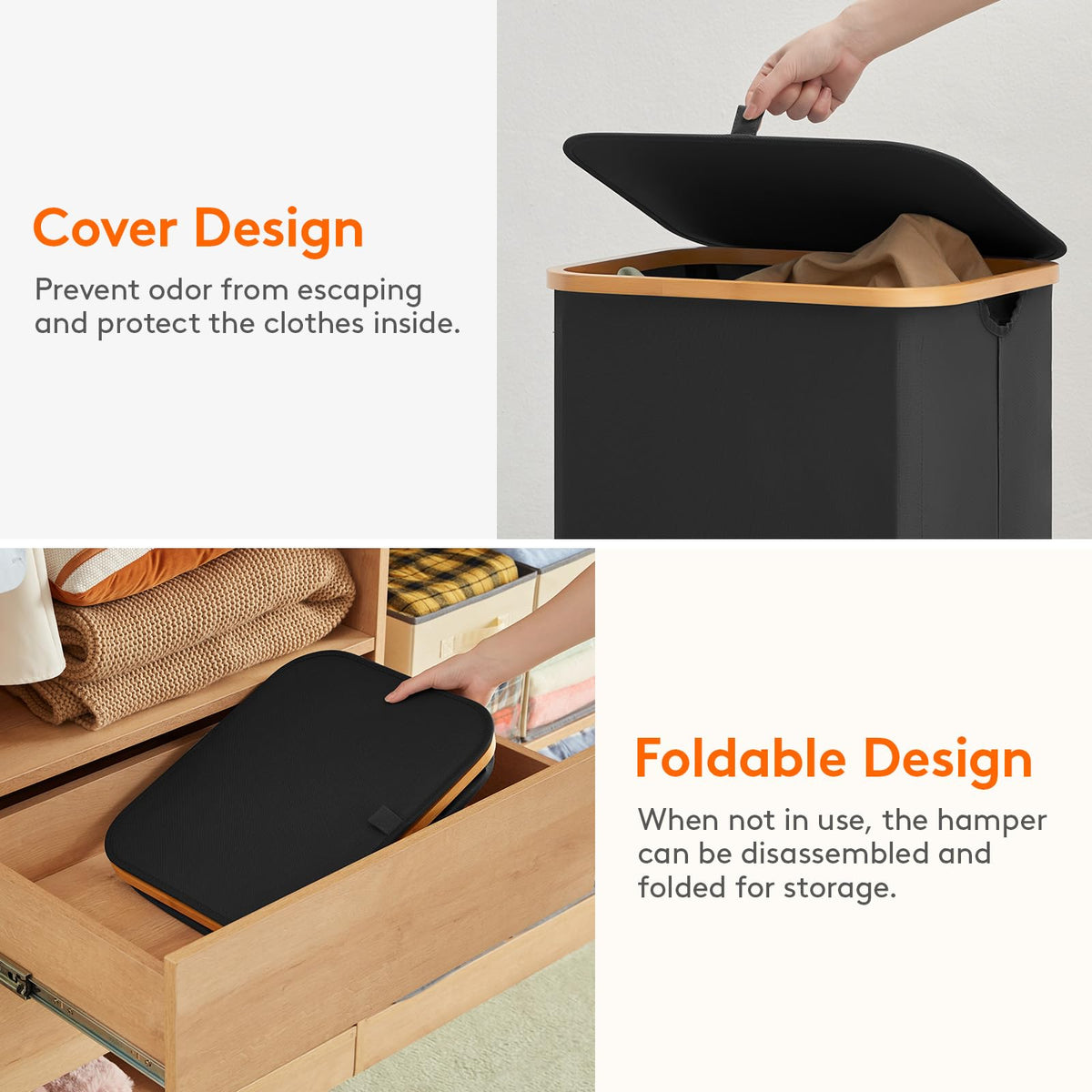 Lifewit 80L lid cover reduces spread of odors in busy laundry areas
