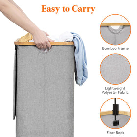 Lifewit 80L laundry basket with sturdy freestanding frame for reliable use.