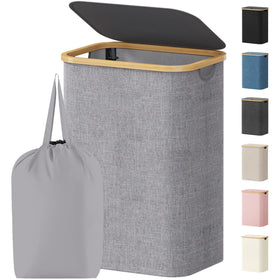 Lifewit 80L laundry basket with lid keeps laundry organized and odors contained.