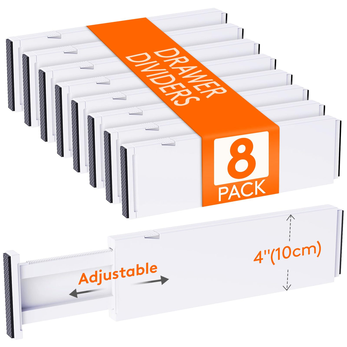 Lifewit 8-pack drawer dividers, 4-inch height for tidy clothing drawers.