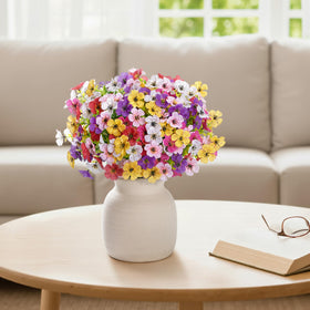 Lifewit artificial daisy outdoor garden-setup-2 highlights flexible stems for DIY decor.