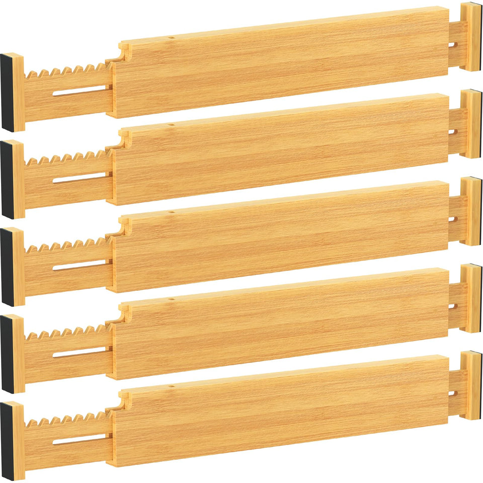 Lifewit bamboo drawer divider adjustable length for tidy drawers
