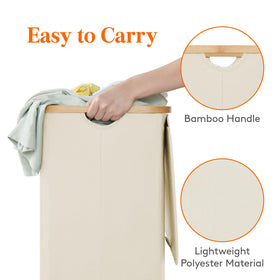 Lifewit bamboo handles design provides a comfortable grip when moving laundry.