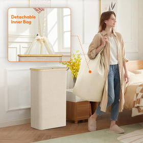 Lifewit bamboo handles offer easy transport from bedroom to laundry room
