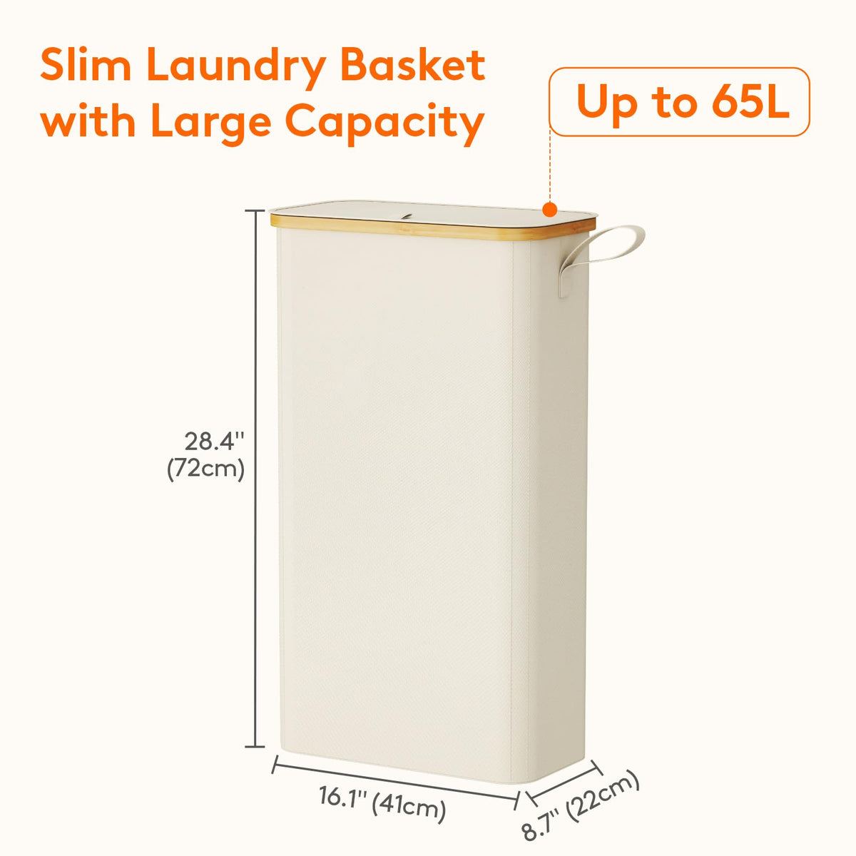 Lifewit laundry bin with bamboo handles for easy transport and stable grip