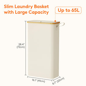 Lifewit laundry bin with bamboo handles for easy transport and stable grip
