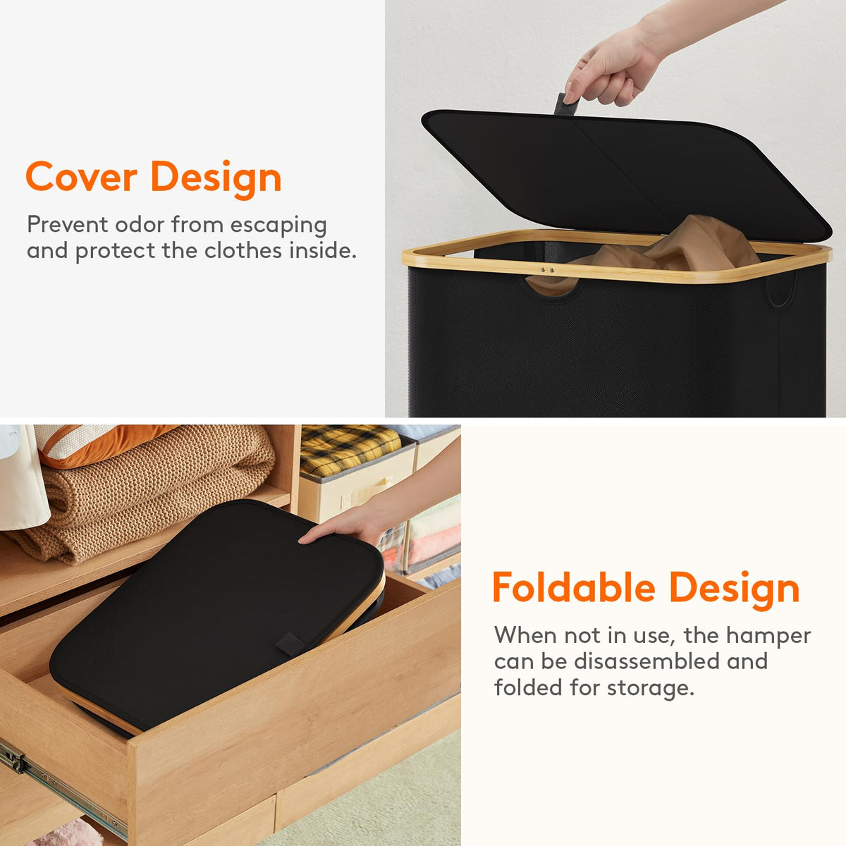 Lifewit bedroom laundry bin fits any decor.