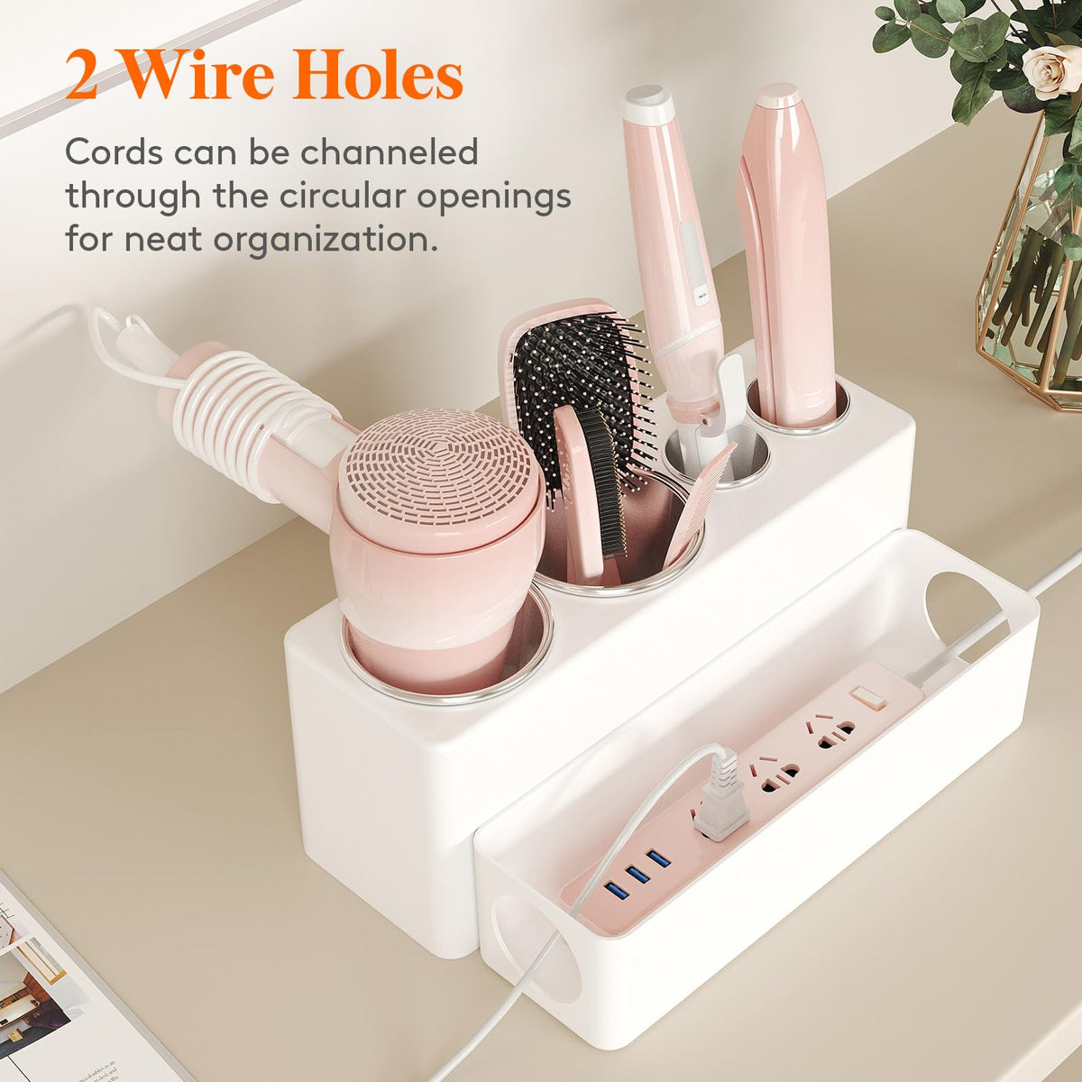 Lifewit cable-management holes on side keep cords tidy during styling