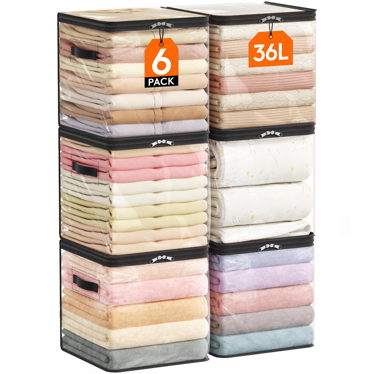 Lifewit clear bags 18L pack offer easy visibility for quick closet checks.