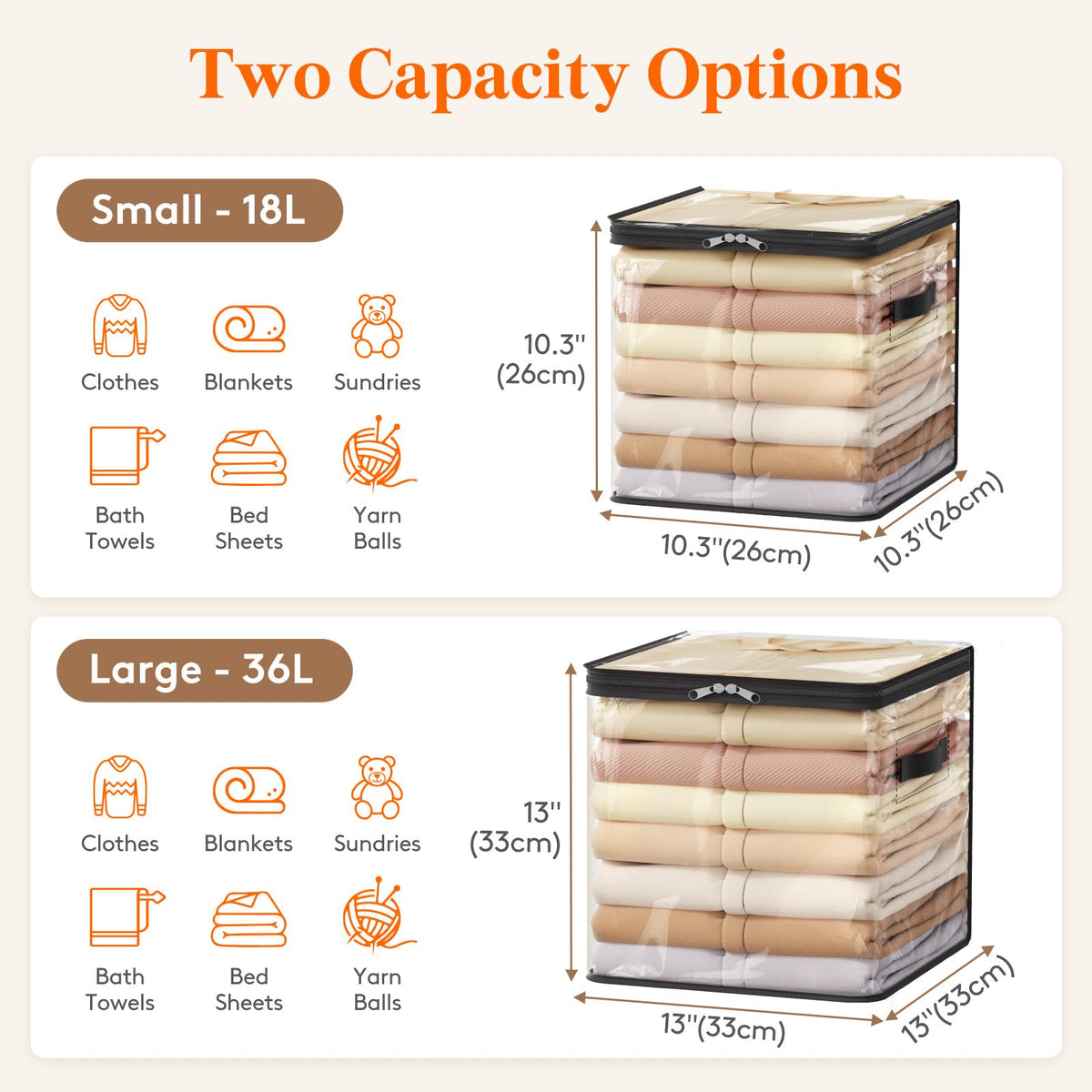 Lifewit clear bags 36L pack provide spacious storage with visible contents.