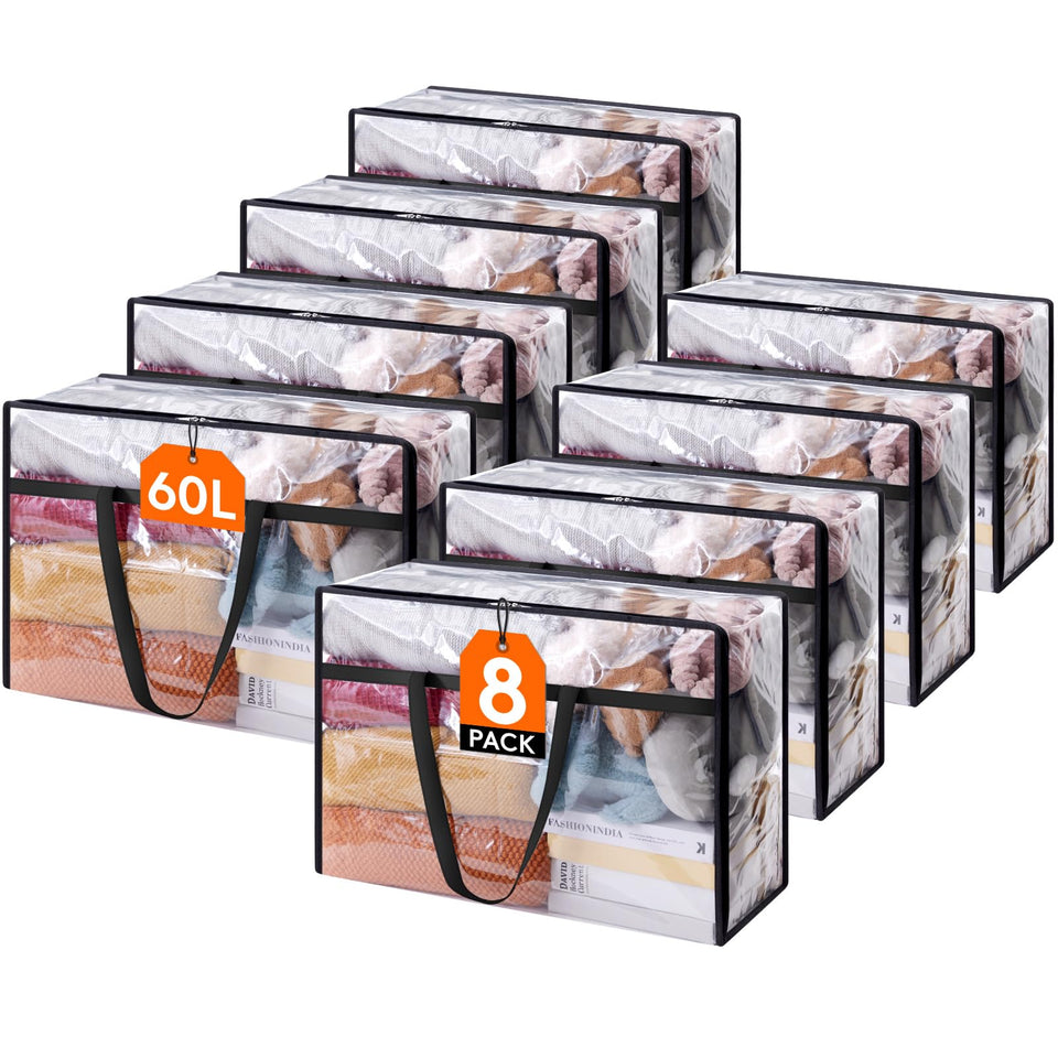 Lifewit clear bedding bags with 60L capacity, ideal for bulky sheets and comforters.