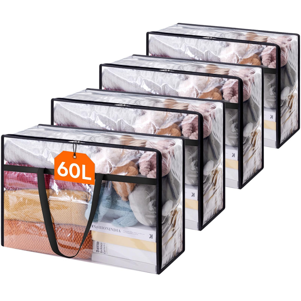 Lifewit clear clothes storage bags display contents for easy organization.