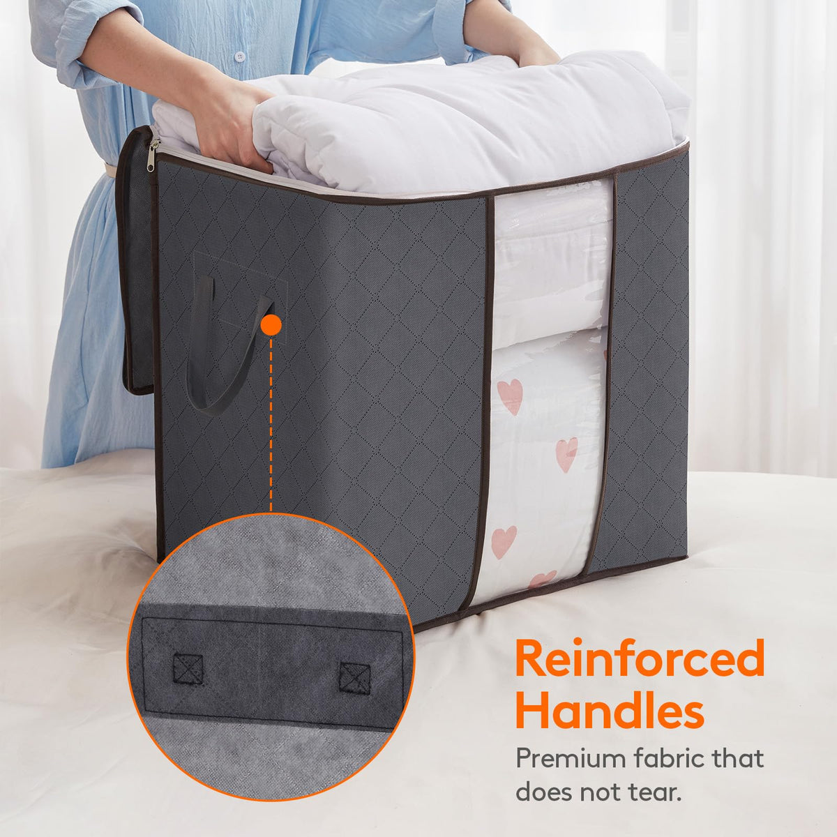 Lifewit storage bin with clear window to see contents quickly