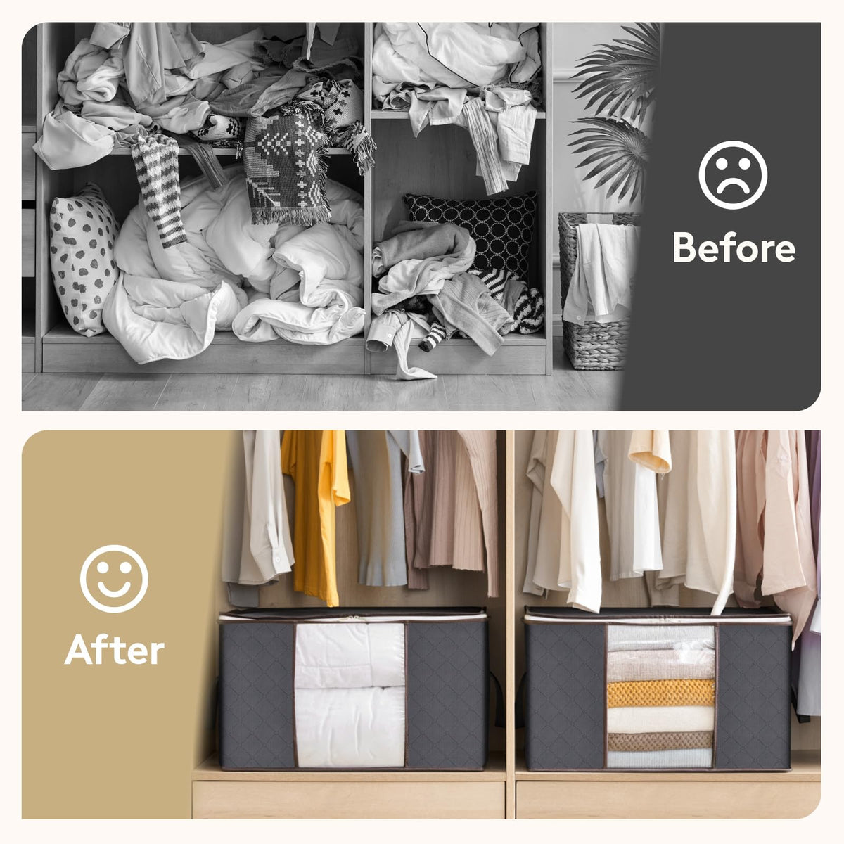 Lifewit closet or dorm organization solution for sweaters and bedding.