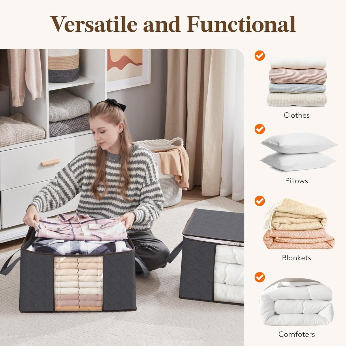 Ideal Lifewit storage for clothing, blankets, and bedding in dorms
