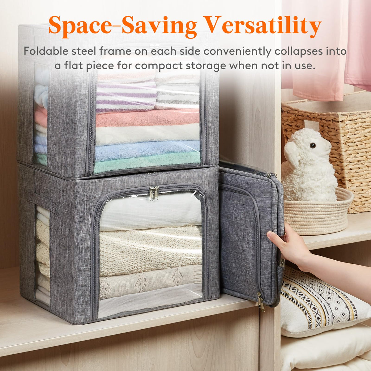 Lifewit stackable design saves vertical closet space.