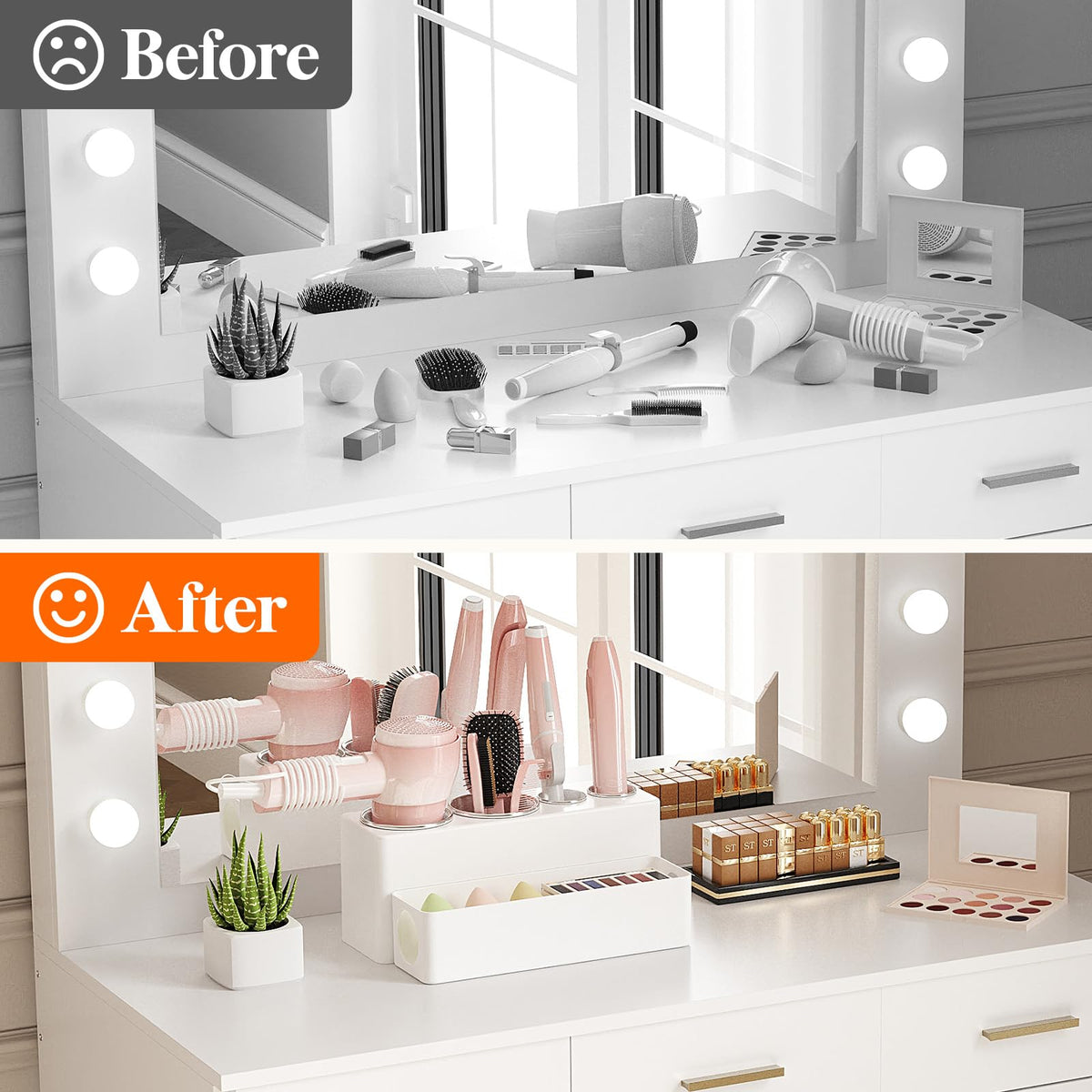 Lifewit compact countertop storage keeps vanity tidy and organized