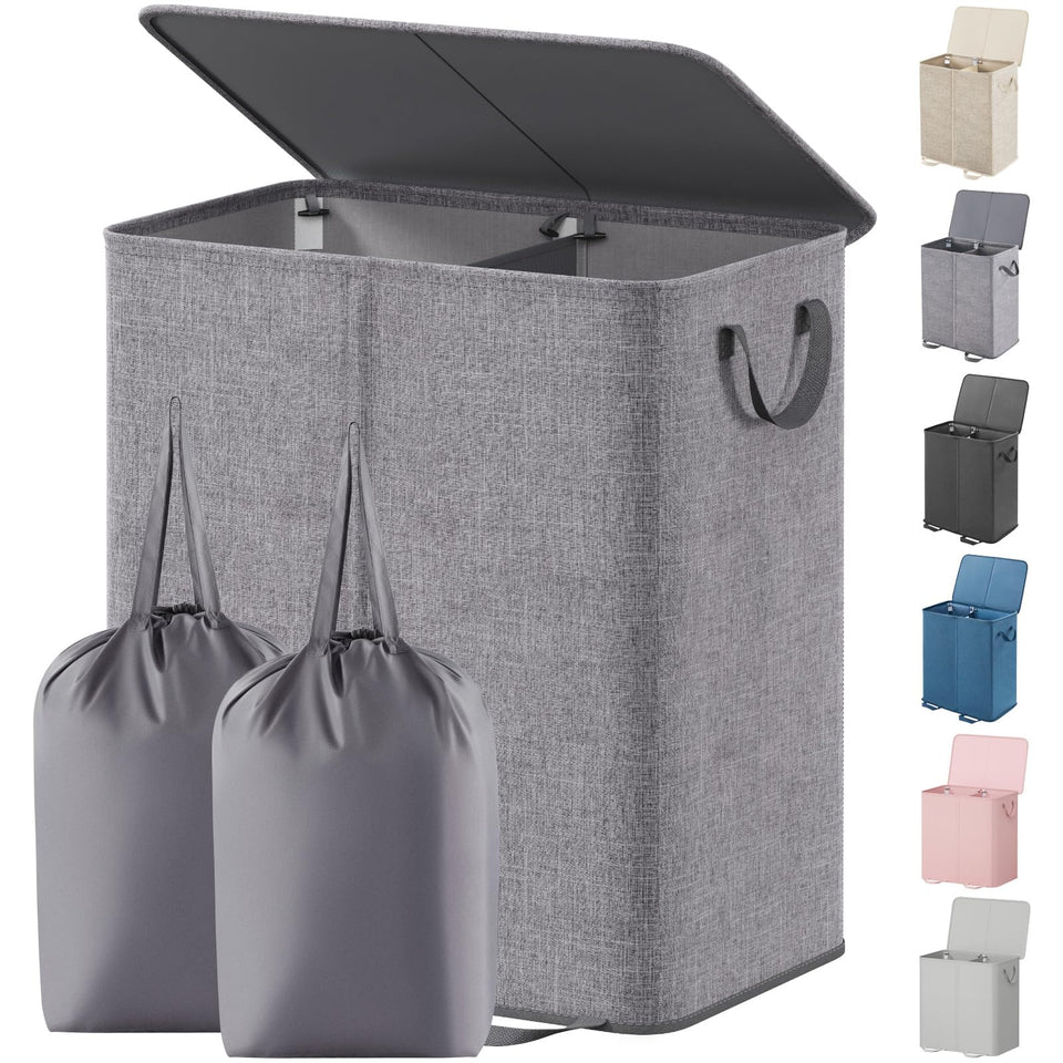 Lifewit double laundry hamper with lid, discreet storage for laundry.