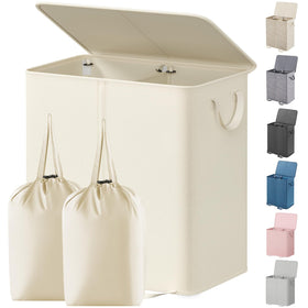 Lifewit double laundry hamper with lid keeps clothes discreet and neatly hidden.