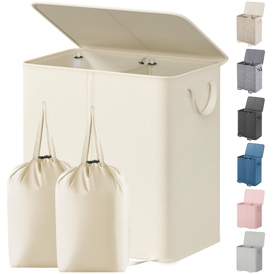 Lifewit double laundry hamper with lid keeps clothes discreet and neatly hidden.