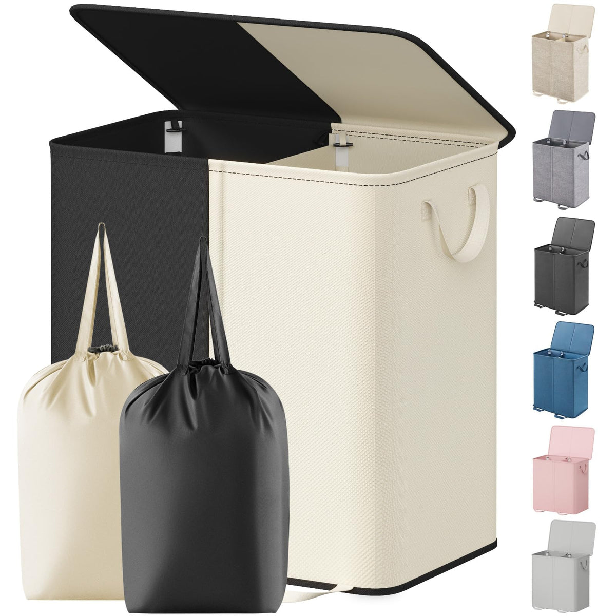 Lifewit double laundry hamper with lid keeps clothes hidden and tidy