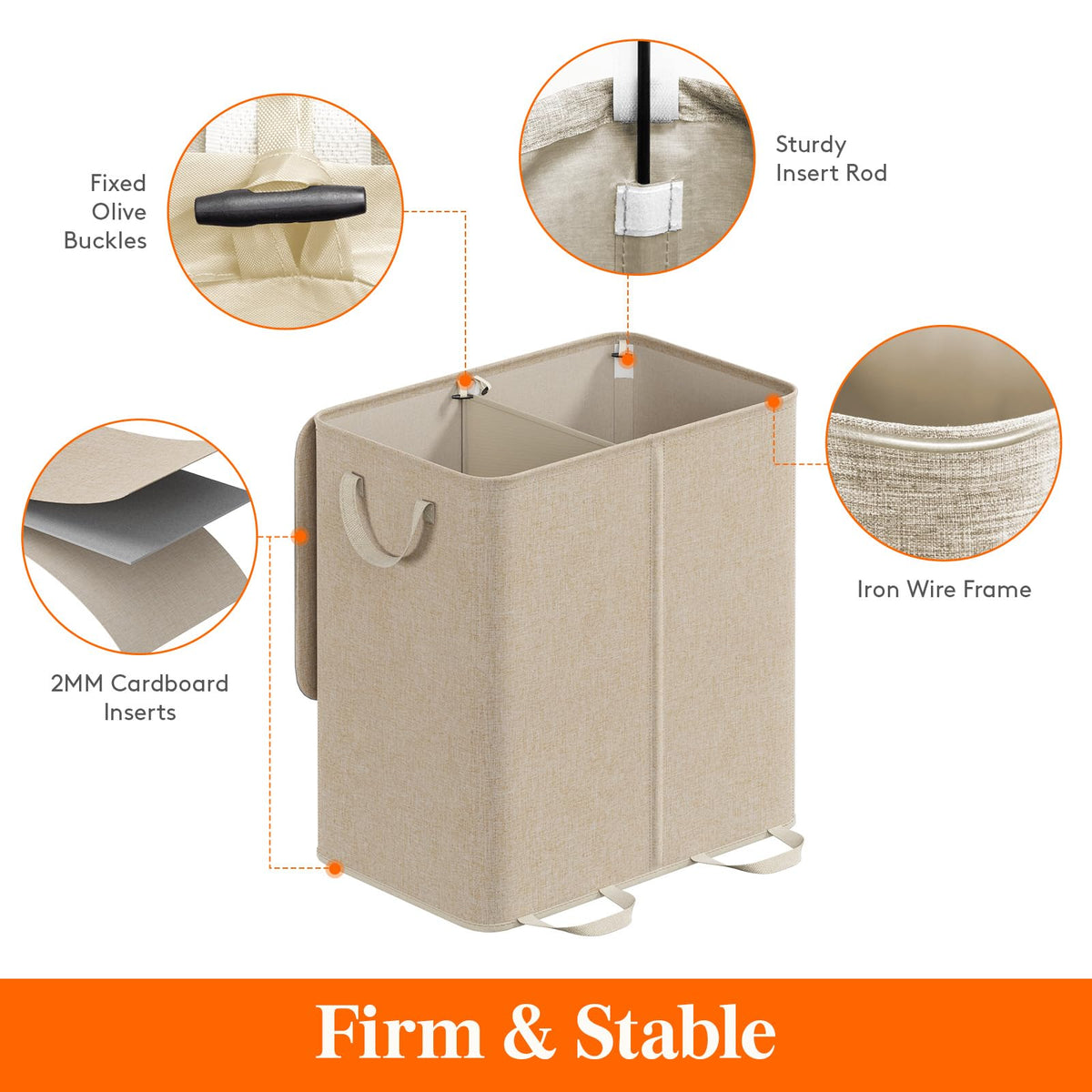 Lifewit double laundry hamper showing two compartments for organization