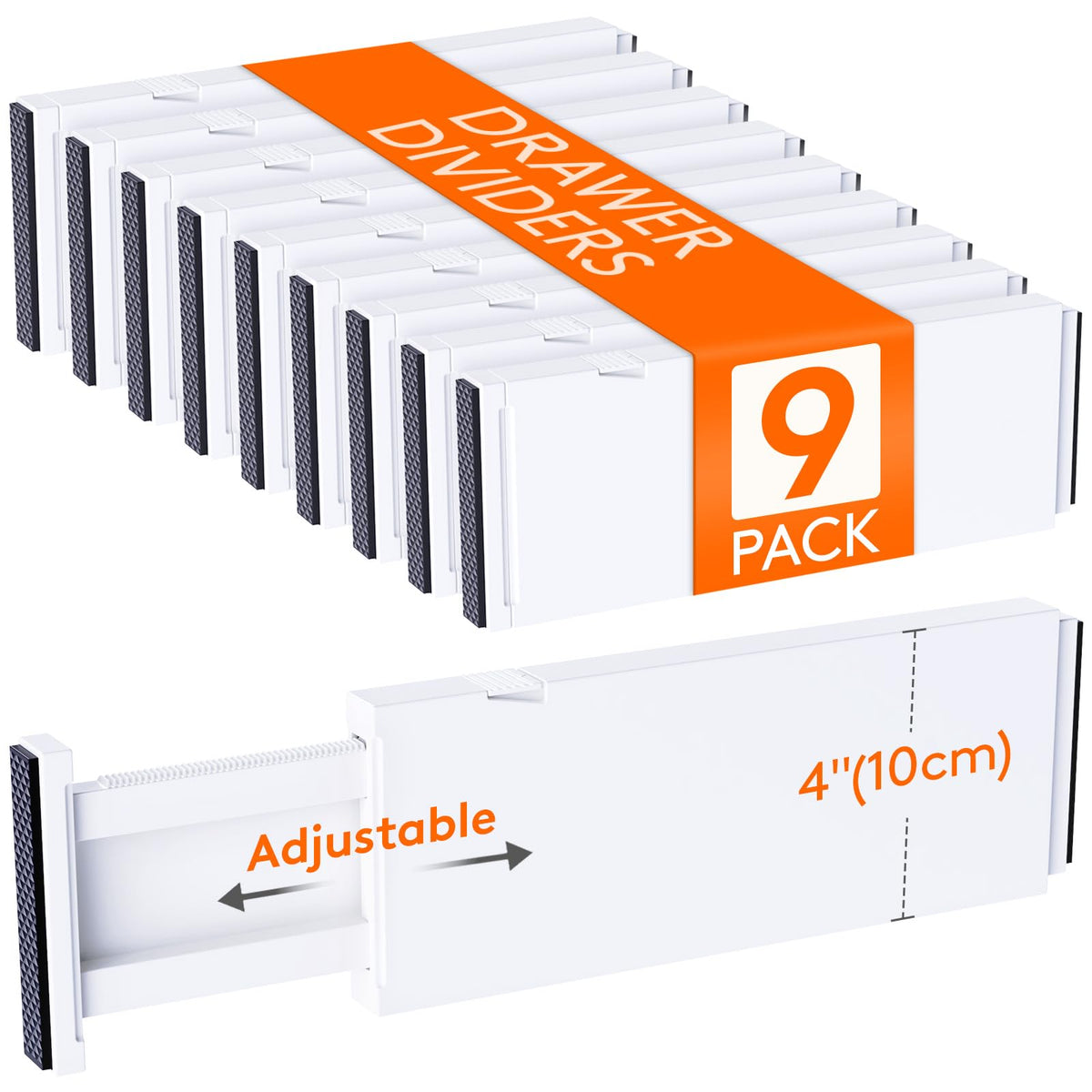 Lifewit 9-pack drawer dividers in a drawer for neat organization