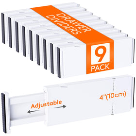 Lifewit 9-pack drawer dividers in a drawer for neat organization