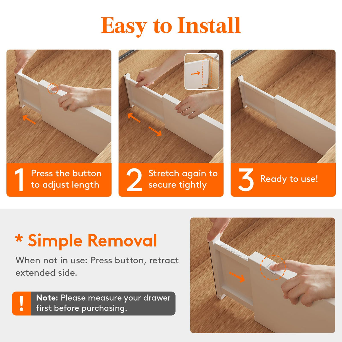Lifewit drawer divider end cap anti-slip protects drawer surfaces.