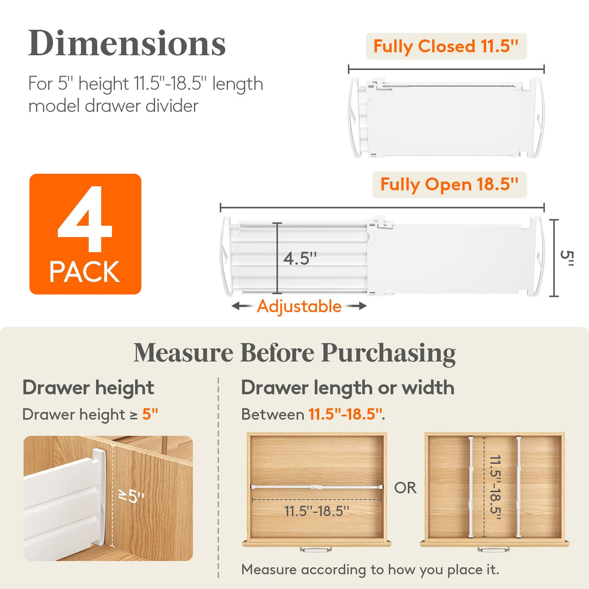 Lifewit 5-inch tall dividers organize wardrobe essentials neatly.