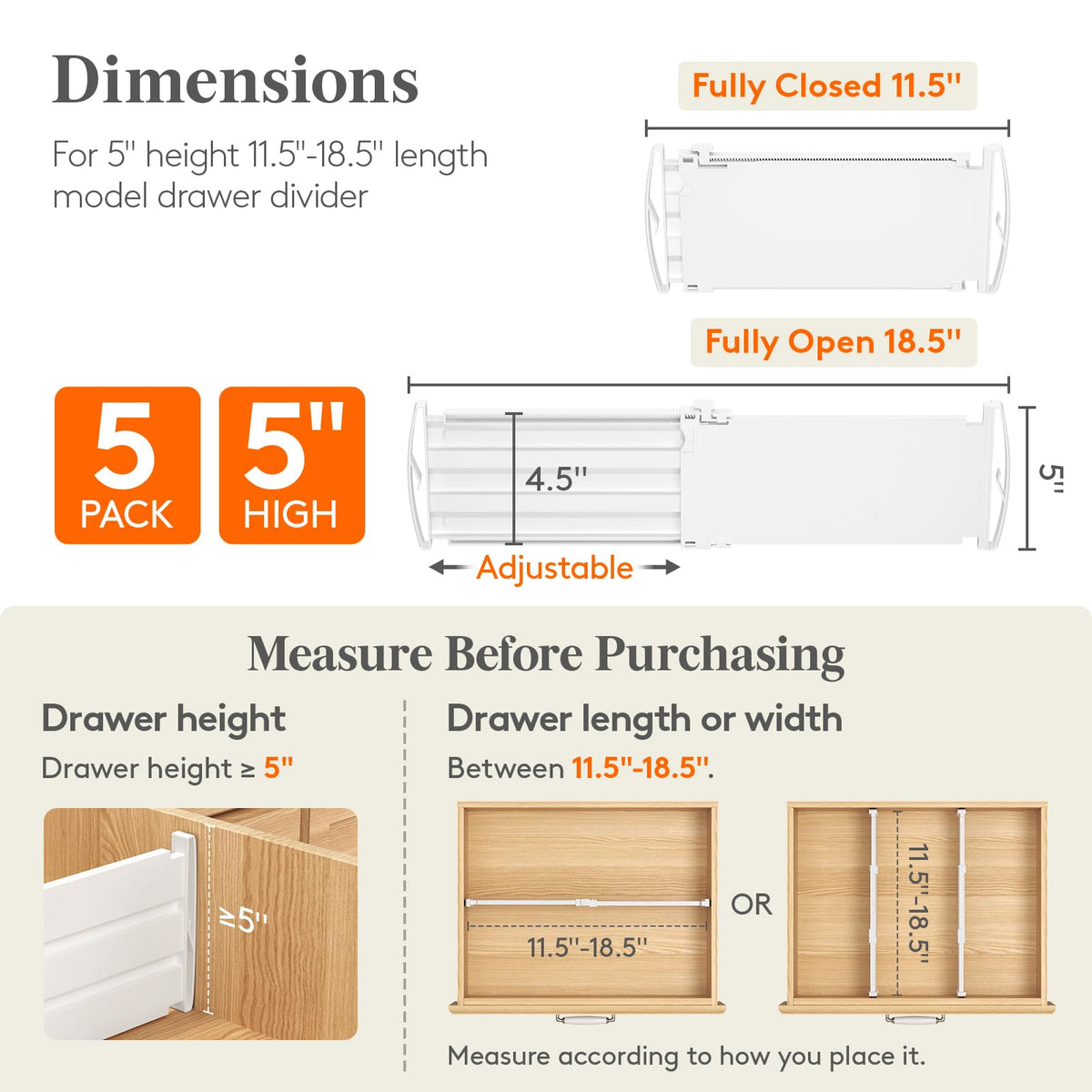 Lifewit drawer dividers in vertical use illustrating flexible space optimization