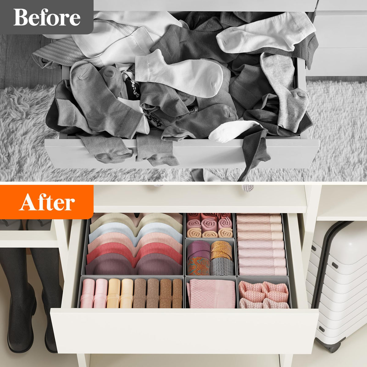 Lifewit multi-size-set adapts to drawer depths.