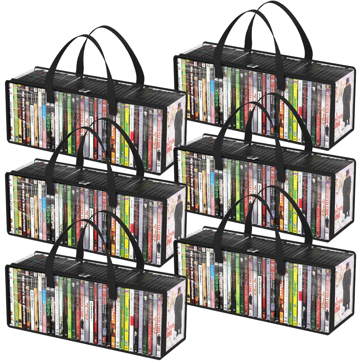 Lifewit DVD storage bags with front window for easy access and stacking