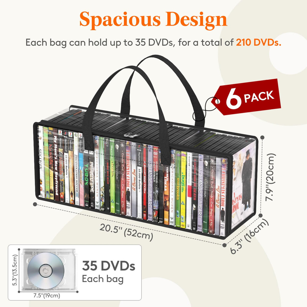 Lifewit DVD case with reinforced side handles for secure transport
